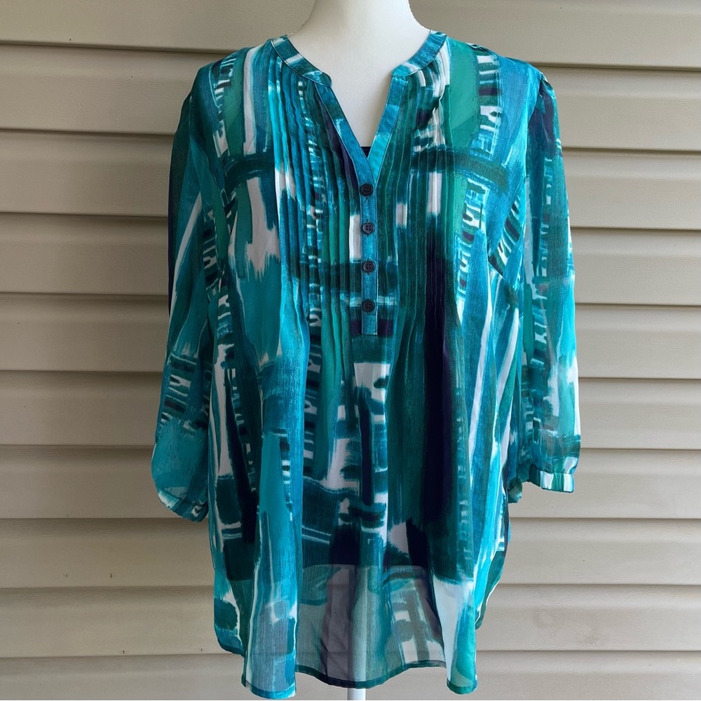 •Nicole Miller•Two Piece Sheer Blouse with Camisole - Size XL